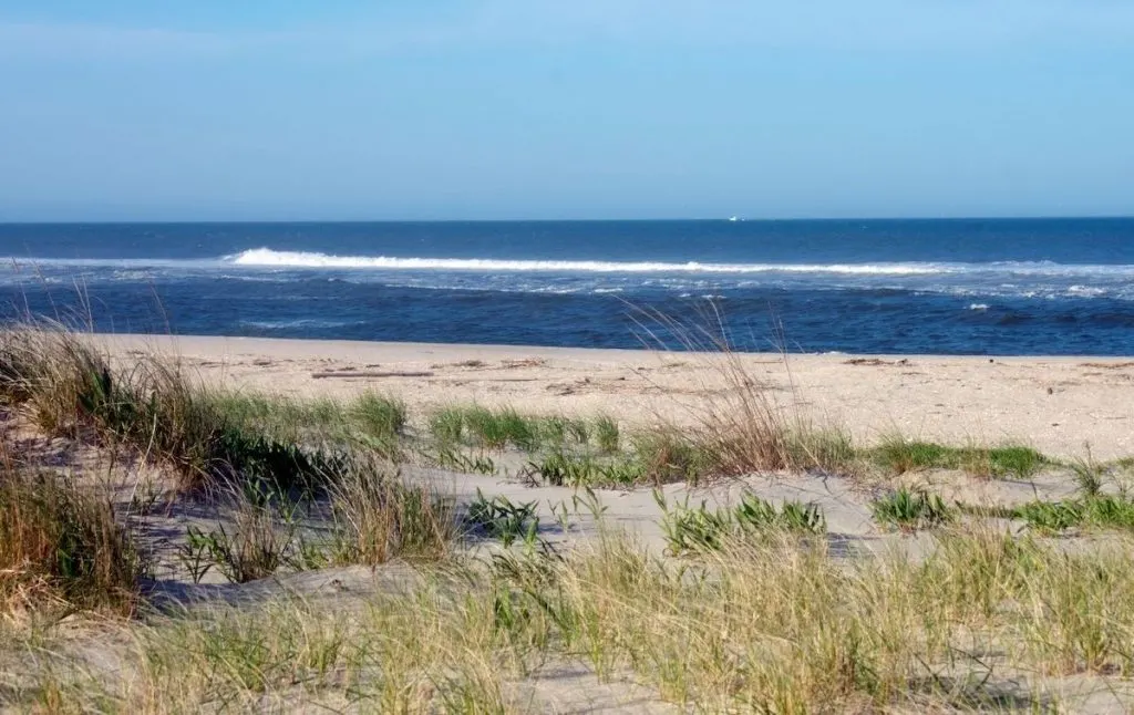 View of one of the best beaches near NYC, Sandy Hook in New Jersey