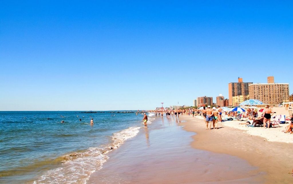 View of Coney Island Beach, one of the best beaches near NYC. 