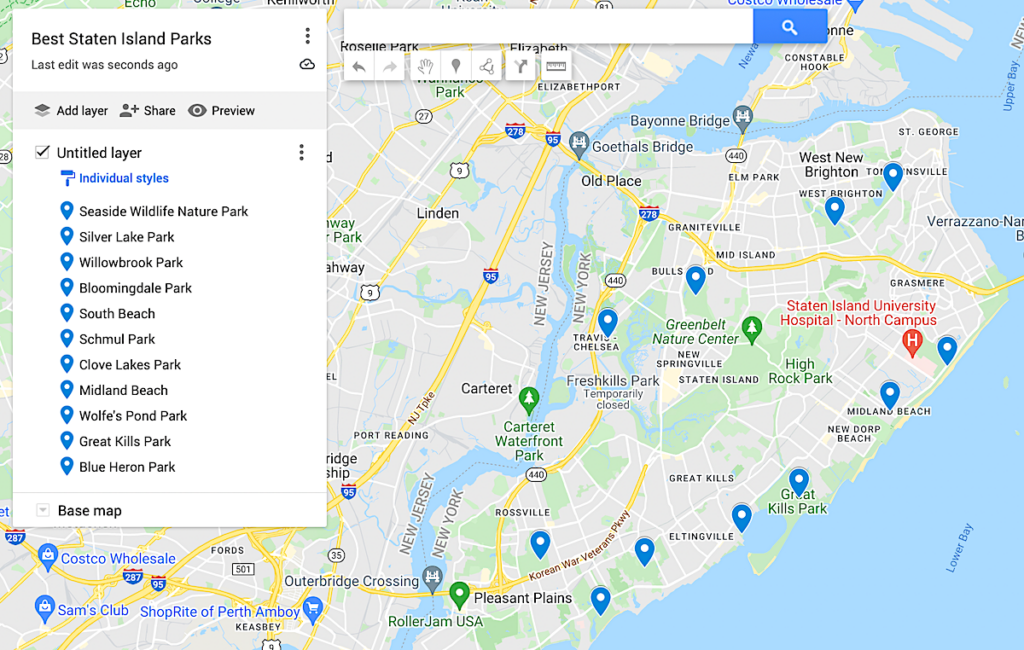 Best Staten Island parks map. 