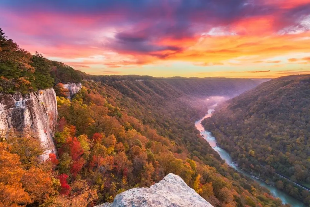 New River Gorge in West Virginia at twilight. Referenced in one of the best songs about West Virginia. 