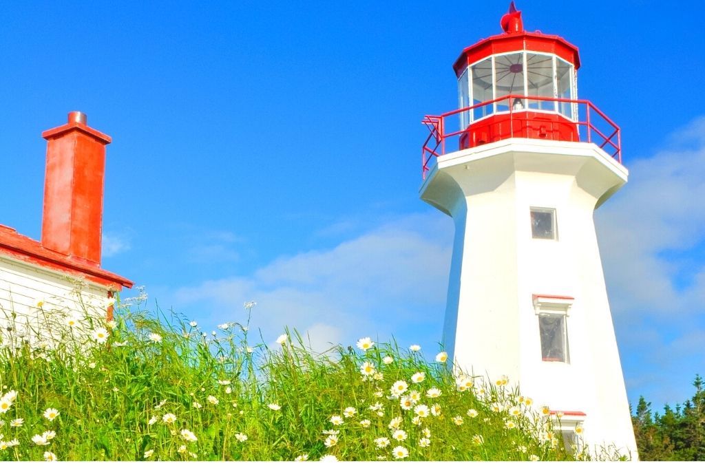 Sainte Madeleine Lighthouse in Gaspe during your Quebec road trip itinerary. 
