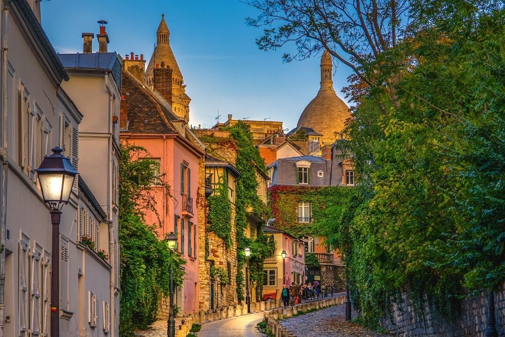 Rue de l’Abreuvoir in Montmartre, one of many beautiful streets in Paris. 