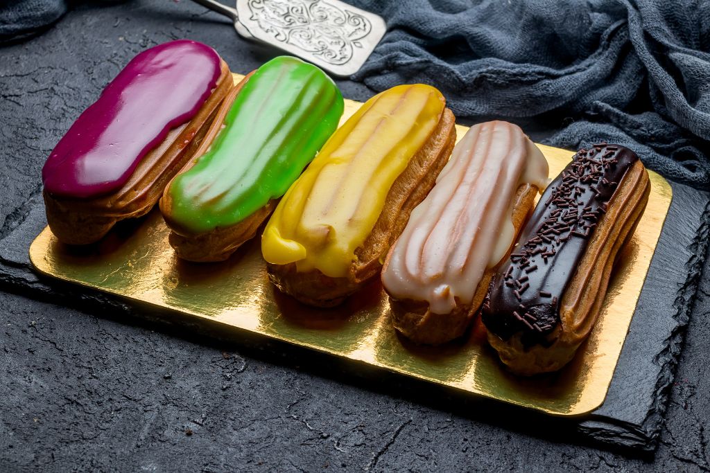 Colorful eclairs from L'Eclair de Genie, one fo the best desserts in Paris. 