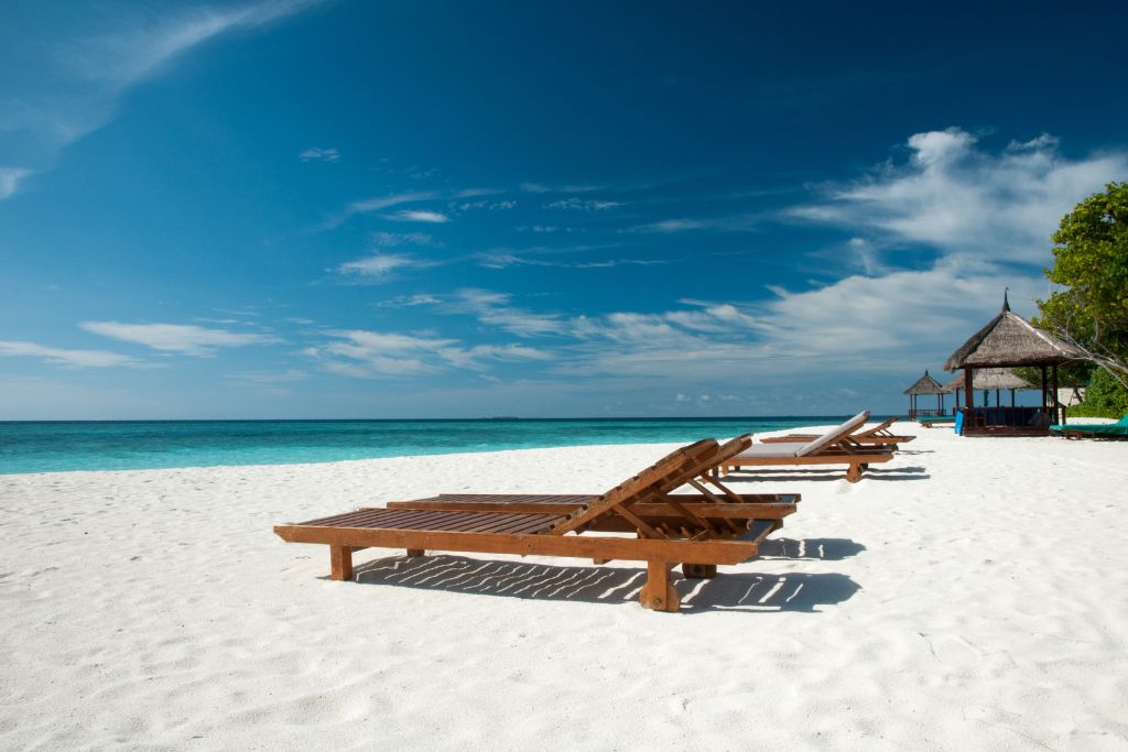 lounger on the beach at one of the best beaches in cancun. 