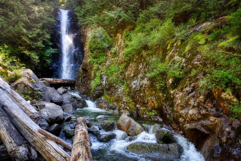 Norvan Falls in British Columbia and along one of the best hikes in Vancouver. 
