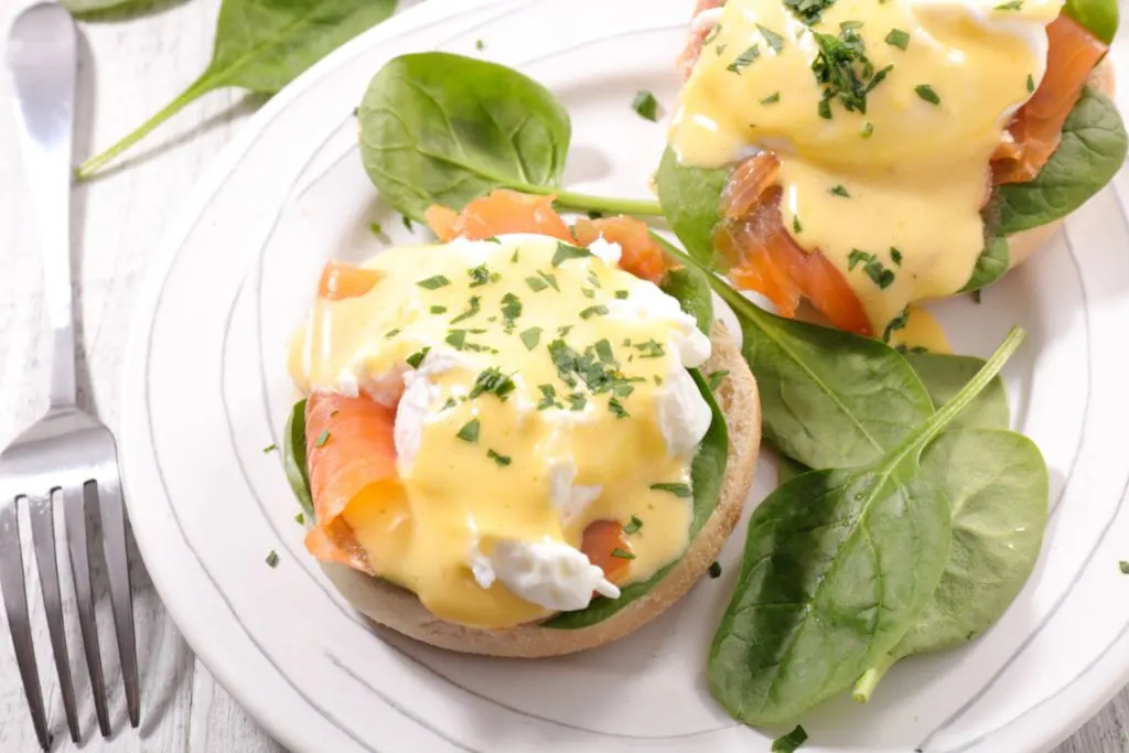 Salmon Eggs benedict from of the best brunch spots in Vancouver. 