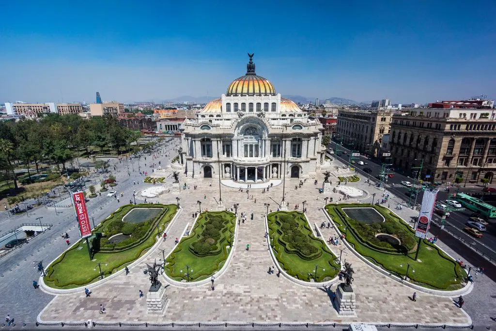 Palacio de Bellas Artes in Mexico City, one of the safest places in Mexico. 