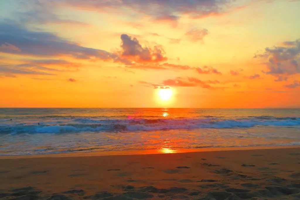Vibrant colors of sunset at Playa Zicatela.