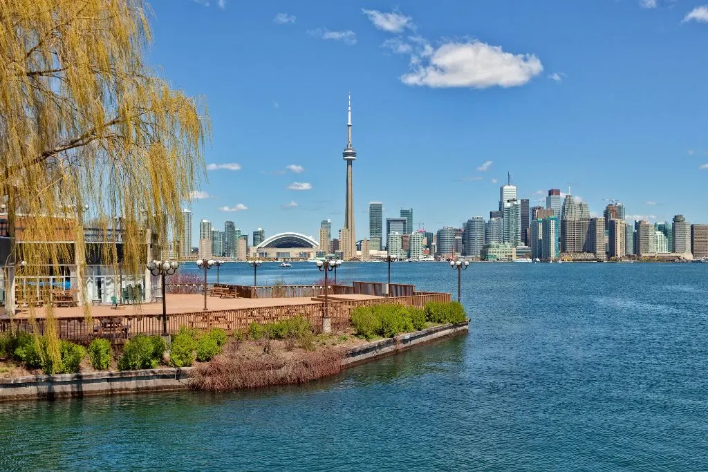 View of the CN Tower from one of the Toronto Islands. 