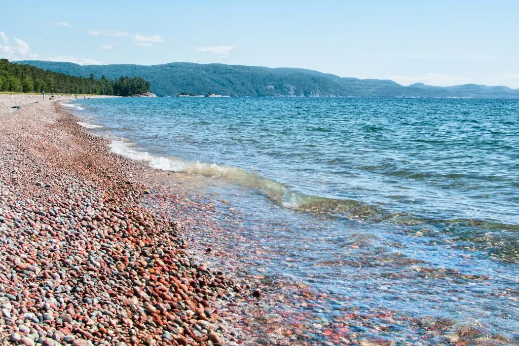 A pebble beach on Agawa Bay and one of the top beaches in Ontario. 