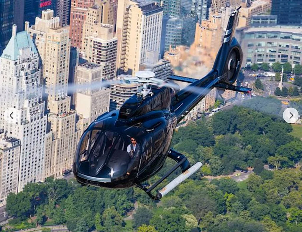 Helicopter flying over Central Park during one of the best helicopter tours in New York City. 