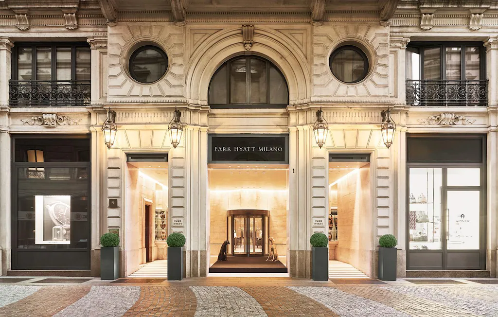 High-end exterior of the Park Hyatt Milano, one of the best boutique hotels in Milan. 