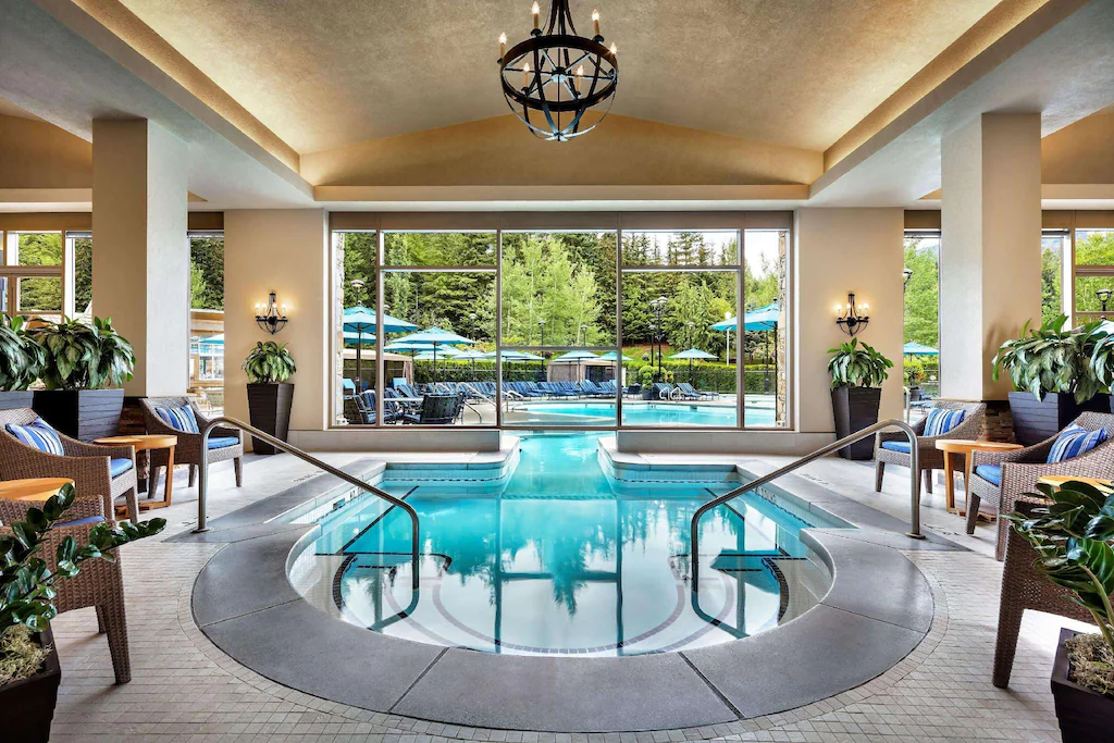 The stunning pool at Fairmont Chateau Whistler. 