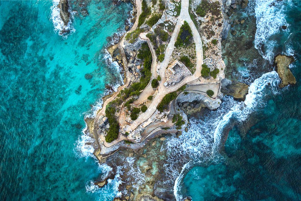 Aerial view of Punta Sur in Mexico. 