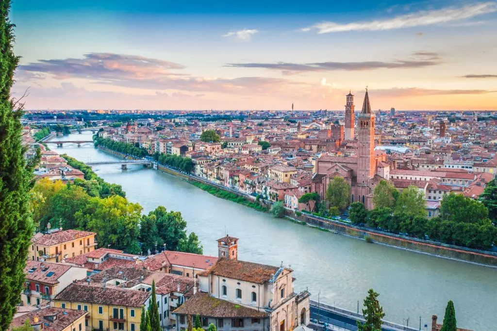 Aerial view of Verona in Italy. 