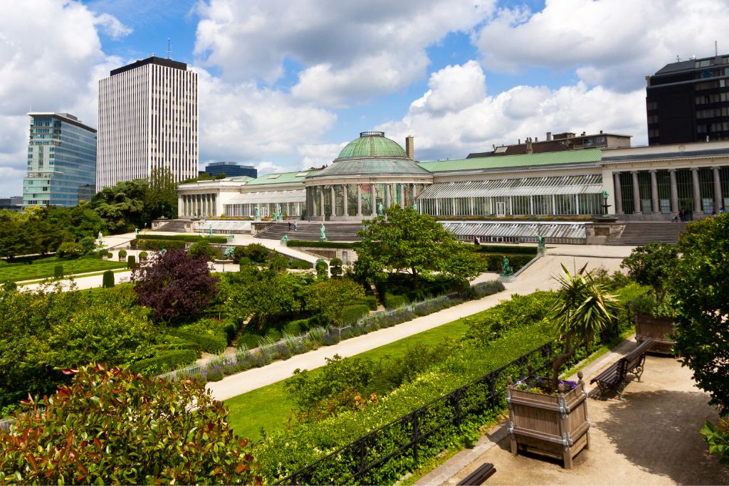 View of the botanical gardens in Brussels. 