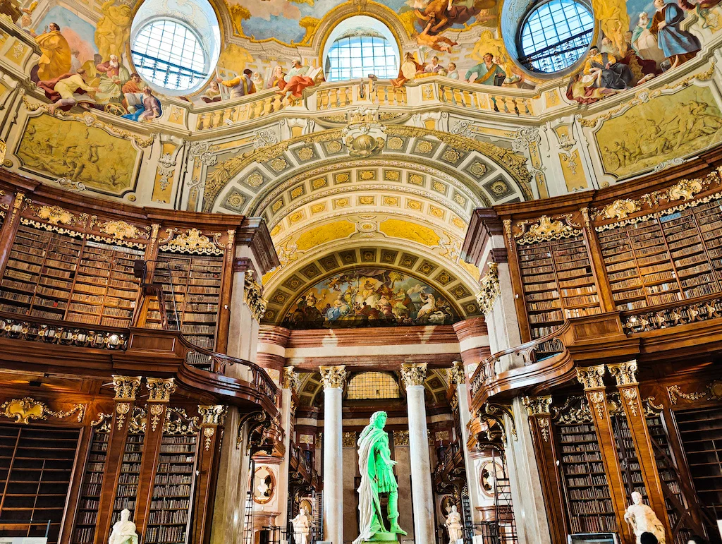 Stunning interior of the Austrian National Library. One of the best Landmarks in Vienna. 