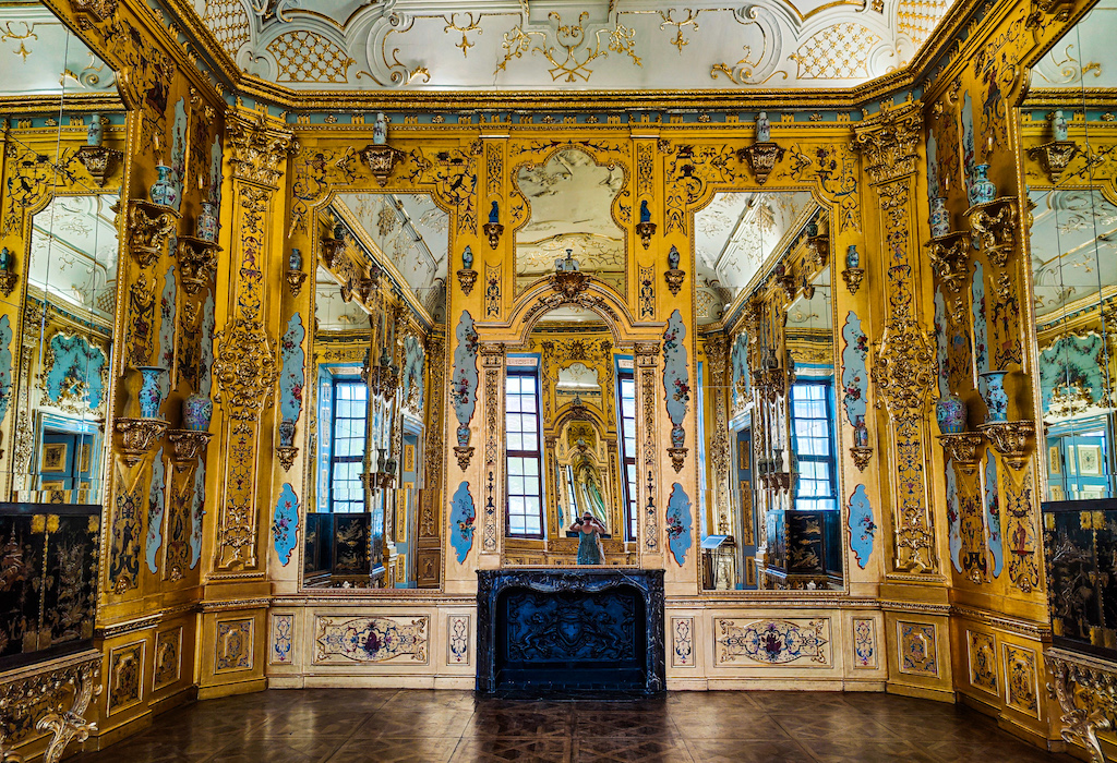 Ornate interior of Belvedere Palace in Vienna. 