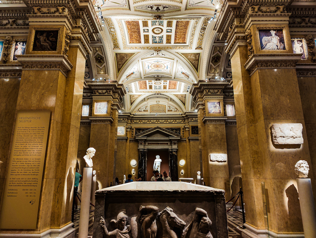View of Roman and Greek art in the Kunsthistorisches Museum, one of the best attractions in Vienna. 