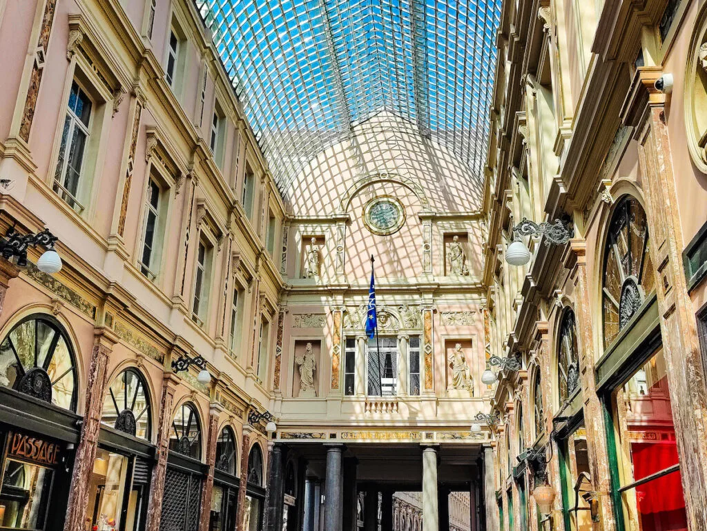 The pink hues and glass ceilings of Royal Gallery of Saint Hubert in Brussels.