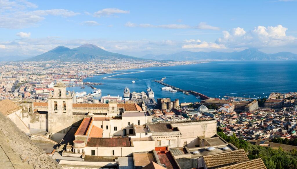 A panoramic view of Napoli Bay from Castel Sant'Elmo. 