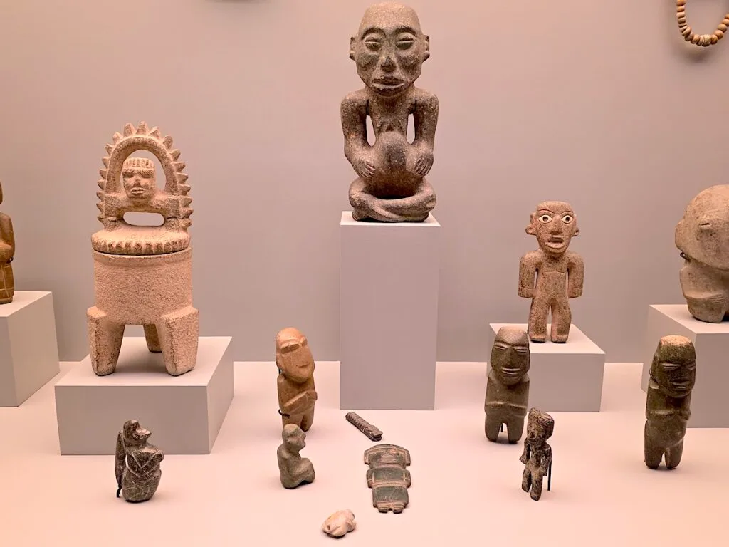 View of ancient statues on display inside the Amparo Museum. 