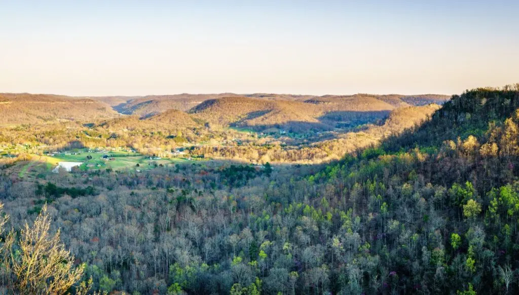 View of the forests covering the mountains in and around Berea, Kentucky. 