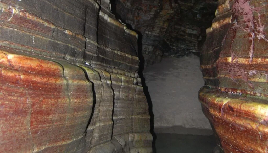 View of the interior of Marengo Cave in Indiana. 